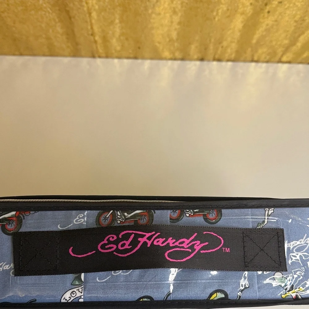 Ed Hardy Blue King Sheet Set with Skulls and Motorcycles